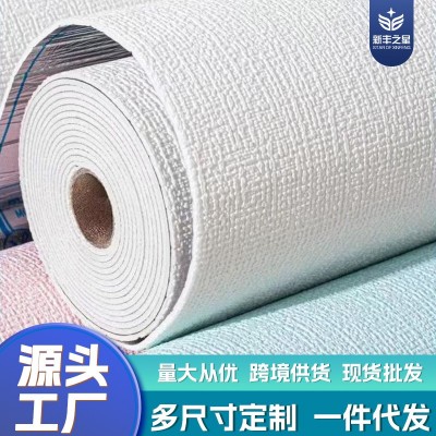 墙纸自粘亚麻纹理卧室客厅温馨防水防潮壁纸翻新水泥掉灰墙母婴级