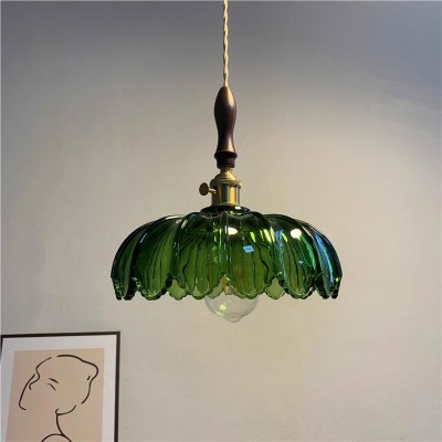 日式复古黄铜玻璃吊灯创意简约餐厅吧台卧室北欧单头玄关阳台灯具图4