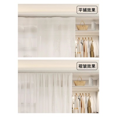 柜子免打孔遮挡帘开放式门帘鞋柜书柜橱柜置物架魔术贴防尘帘纱帘图5