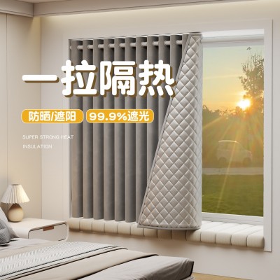 超强隔热隔音窗帘免打孔安装卧室全遮光窗户神器防晒遮阳2025新款图2
