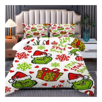 厂家跨境外贸床上用品三件套床单被套枕套二件套磨毛布加厚