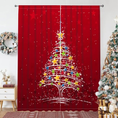 跨境代发圣诞氛围感半遮光窗帘卧室阳台家用磨毛布桃皮绒装饰窗帘图4