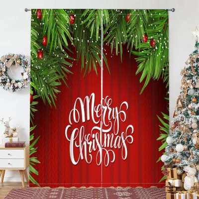 跨境代发圣诞氛围感半遮光窗帘卧室阳台家用磨毛布桃皮绒装饰窗帘图2