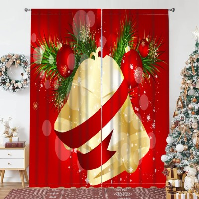 跨境代发圣诞氛围感半遮光窗帘卧室阳台家用磨毛布桃皮绒装饰窗帘图3
