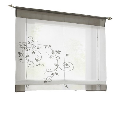 Sandy款 绣花田园窗帘 可升降穿杆式 丝带款 罗马帘厂家销售图3