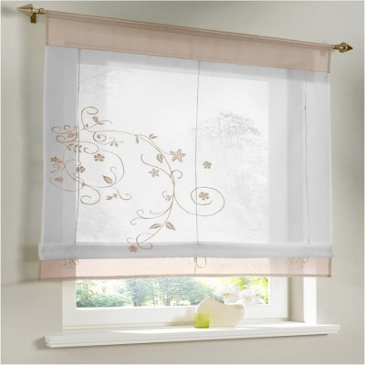 Sandy款 绣花田园窗帘 可升降穿杆式 丝带款 罗马帘厂家销售图5