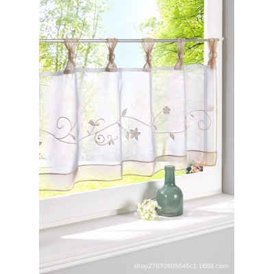 外贸正品特丽纶纱绣 花加小球吊带小咖啡帘，厨房用小窗帘34/229图5