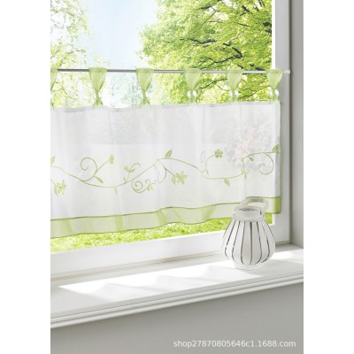 外贸正品特丽纶纱绣 花加小球吊带小咖啡帘，厨房用小窗帘34/229图2