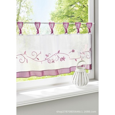 外贸正品特丽纶纱绣 花加小球吊带小咖啡帘，厨房用小窗帘34/229图3