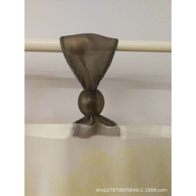 外贸正品特丽纶纱绣 花加小球吊带小咖啡帘，厨房用小窗帘34/229图4