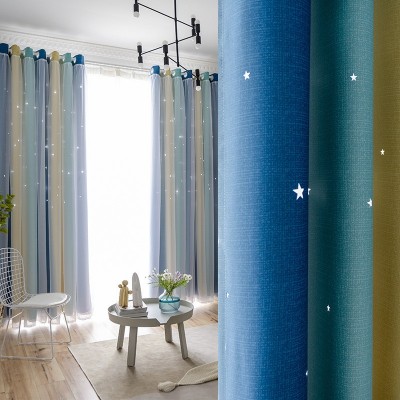 北欧ins网红镂空星星窗帘免打孔安装遮光客厅卧室遮阳布厂家直销图2