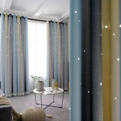 北欧ins网红镂空星星窗帘免打孔安装遮光客厅卧室遮阳布厂家直销图5