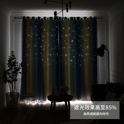 北欧ins网红镂空星星窗帘免打孔安装遮光客厅卧室遮阳布厂家直销图4
