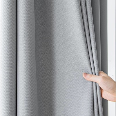 新款菠萝棉高级感简约卧室高遮光窗帘2024挂钩打孔客厅飘窗性价比图2