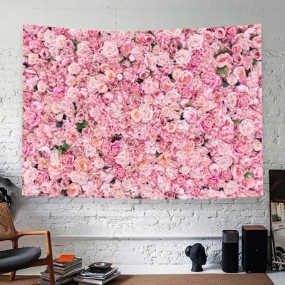 浅红玫瑰艺术唯美花挂毯壁挂房间装饰宿舍卧室家居装饰亚马逊专供