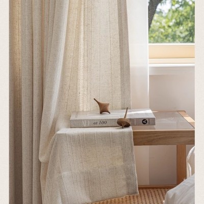 新款棉麻窗帘客厅卧室阳台书房飘窗透光不透人窗纱厚纱帘成品扶苏图5