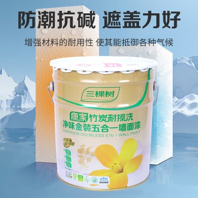 三棵树五合一墙面漆净味防霉涂料耐擦洗抗污性 白色乳胶 漆批发图3