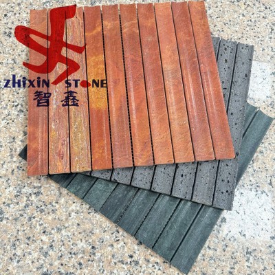 天然长条凹面石材马赛克瓷砖民宿酒吧咖啡吧台30X298新品火山岩图2