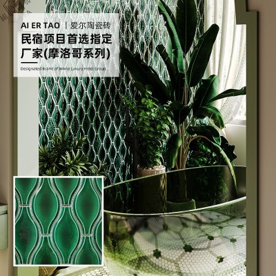 厂家现货陶瓷马赛克砖葫芦形拼图砖创意内外墙复古老式手工砖陶瓷图4