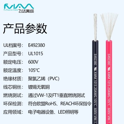 UL1015电子线1-28AWG美标线PVC绝缘600V镀锡铜软 线正标耐高压线图5