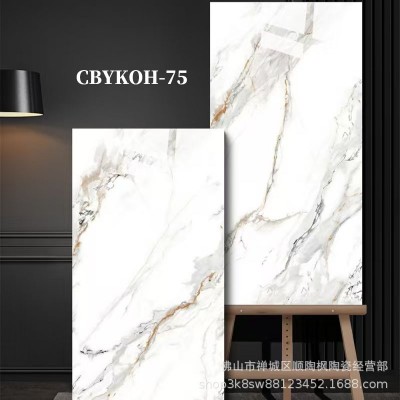 佛山亮面鱼肚金600x1200寒江雪大理石瓷砖客厅卫生间墙白色地板砖图4