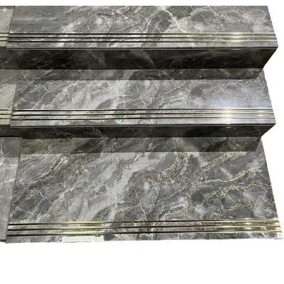 网红圆弧淋釉1200*470楼梯踏步台阶瓷砖通体全瓷镀金楼梯砖地板砖图5