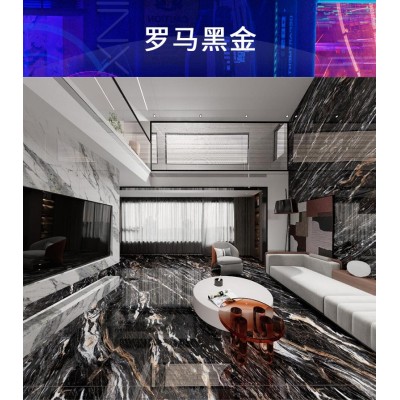 奢石通体大理石大板瓷砖900x1800客厅地砖酒店KTV高档防滑深色砖图4