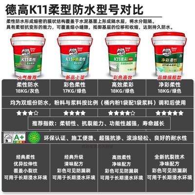 德高防水浆料K11彩色柔韧型通用型家装厨房卫生间内外墙屋顶防水图3