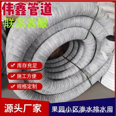 HDPE打孔包布硬式透水盲管市政渗水排水管单壁波纹管碳素打孔管图2