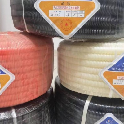 工厂货源PVC红黄黑穿线波纹管市政工程建筑工地排污管批发排水管图4