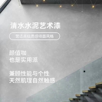 清水泥漆清水混凝土极简侘寂风微水泥艺术涂料墙面水泥漆酒店民宿图2