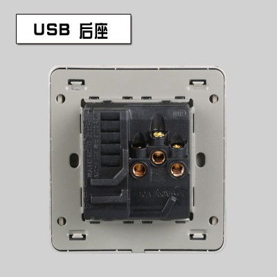 厂家批发USB插座面板香槟雅白色家用远景五孔带双USB两位入墙式图3
