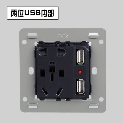 厂家批发USB插座面板香槟雅白色家用远景五孔带双USB两位入墙式图2