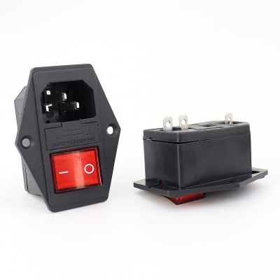 一体式AC电源插座AC-14-F16A带船型开关保险丝三合一组合卡式母座图2