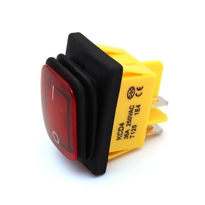 防尘防水船型开关KCD4带灯翘板4脚2档蒸煮炉开水桶大电流电源开关图5