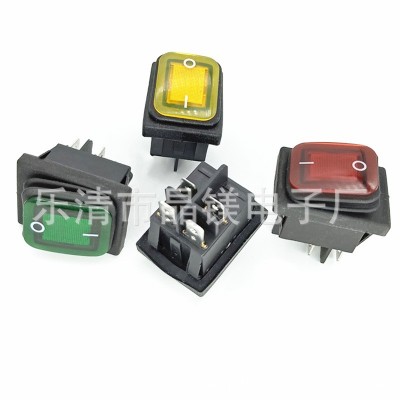 KCD4连体防水船型开 4脚2档带灯翘板开关 蒸煮炉开水桶机电源开关图5