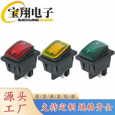 船型开关KCD4连体防水四脚二档带灯电源开关翘板开关图2