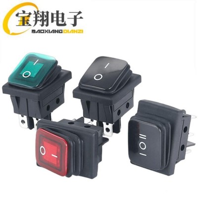 船型开关KCD4连体防水四脚二档带灯电源开关翘板开关图5