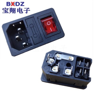 AC插座AC-01A三合一螺丝孔固定带开关保险丝品字插座AC电源插座图2