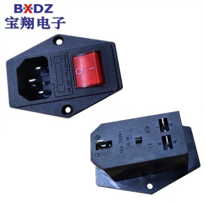 AC插座AC-01A三合一螺丝孔固定带开关保险丝品字插座AC电源插座图3