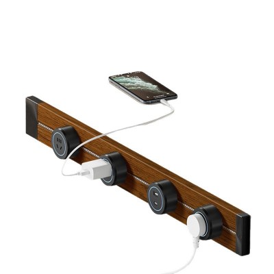 国际电工复古仿木纹轨道插座免打孔旋转断电可移动滑动轨道插座图5