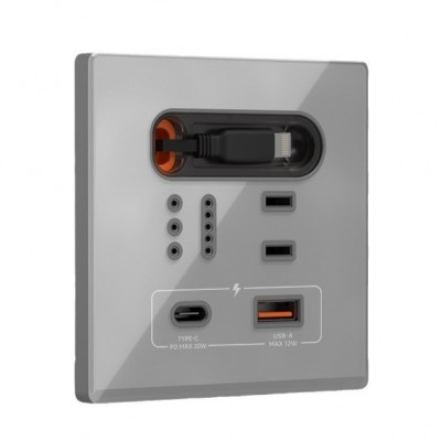 国际电工86型暗装充电插座自带线多协议typeC氮化镓20WPD快充USB图5