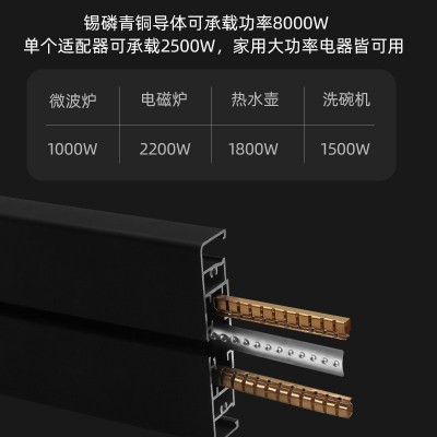明装家用款可移动电力轨道插座滑动电源插座岛台餐边柜轨道插座图3