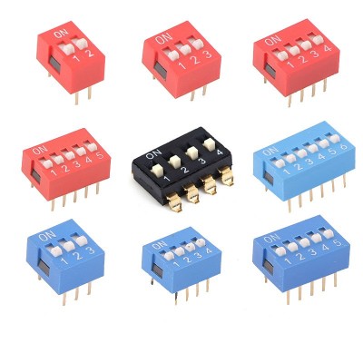 拨码开关2.54mm间距1/2/3/4/5/6/7/8/9/10位红色蓝色直插平 拨DIP图5