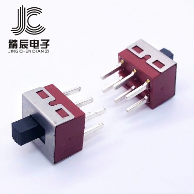 SS22D10G5红色 六脚两档插件立式 大电流滑动 拨动开关ss-22d10图2