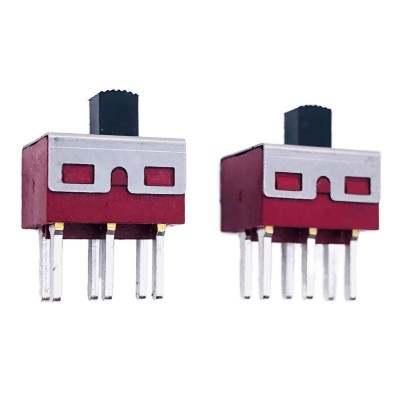 SS22D10G5红色 六脚两档插件立式 大电流滑动 拨动开关ss-22d10图5