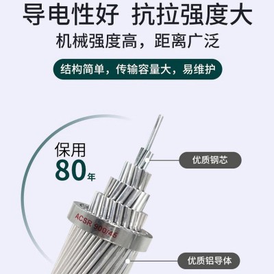 钢芯铝绞线架空线优质纯铝线芯非标制作导电性强阻燃钢芯铝绞线图3