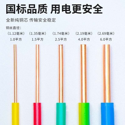 BV硬线阻燃铜芯电线单芯单股导线家装电工线家装暗线工程可用多色图4