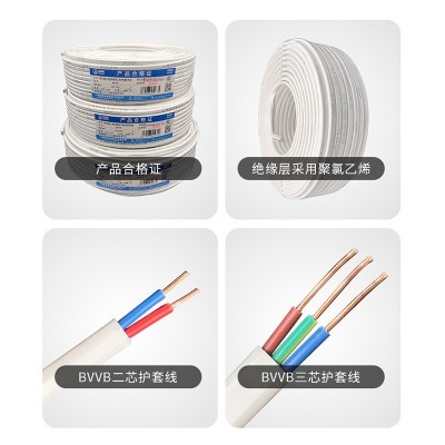 起帆BVVB护套线无氧铜2 3芯电线 2*0.5/0.75/1.0/1.5足米电缆电线图3