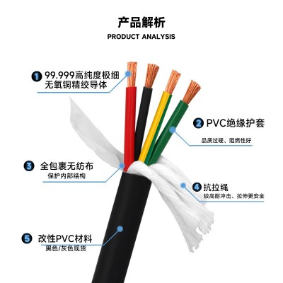 国标高柔性电缆线信号线2/3/4/5/6/10/12/16/20/24芯 trvv拖链电缆图2